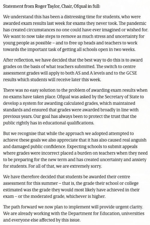 重磅！剑桥国际发声：学生 A-Level最终成绩将不低于预估分数！